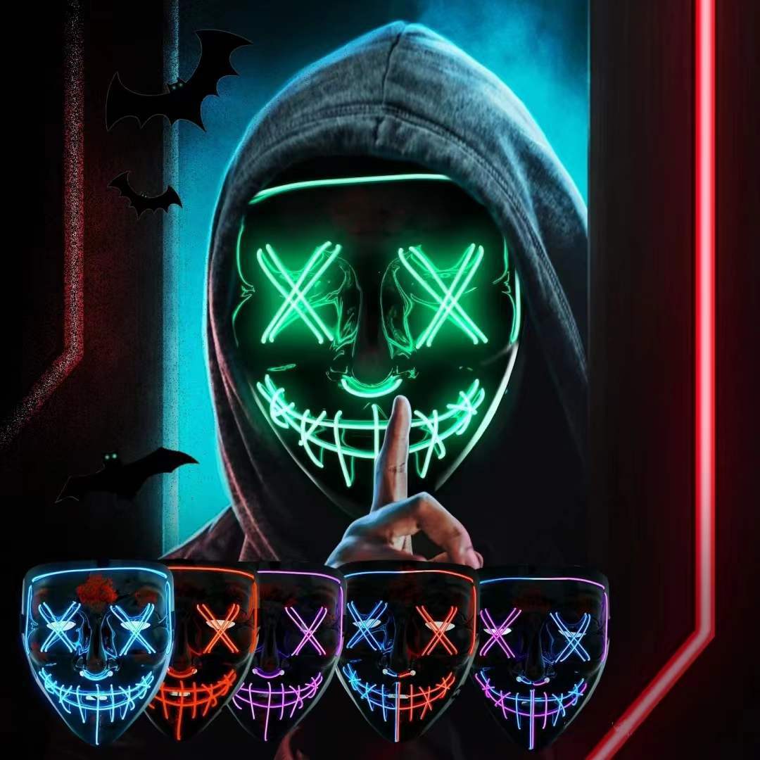 Led Purge Mask Halloween - Máscara Neon LED Sem Fio que