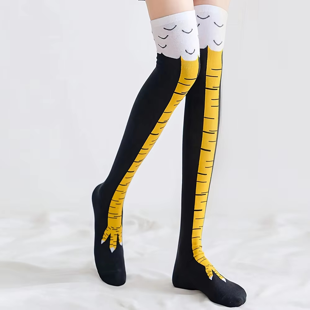 Funny Chicken Leg Socks - Mulheres coxa meias altas pés de