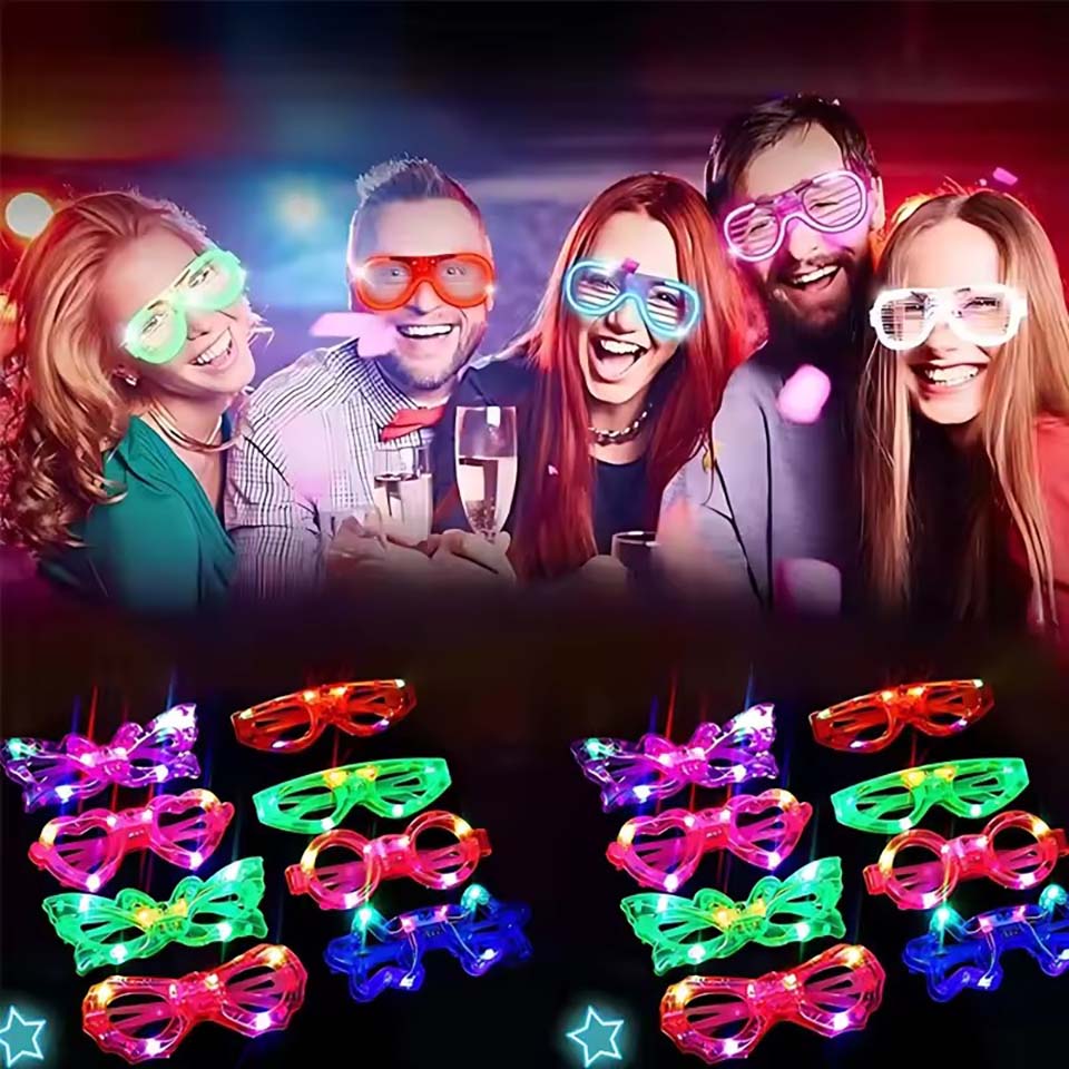 Glow In The Dark Party Glasses - Óculos de LED que brilham no