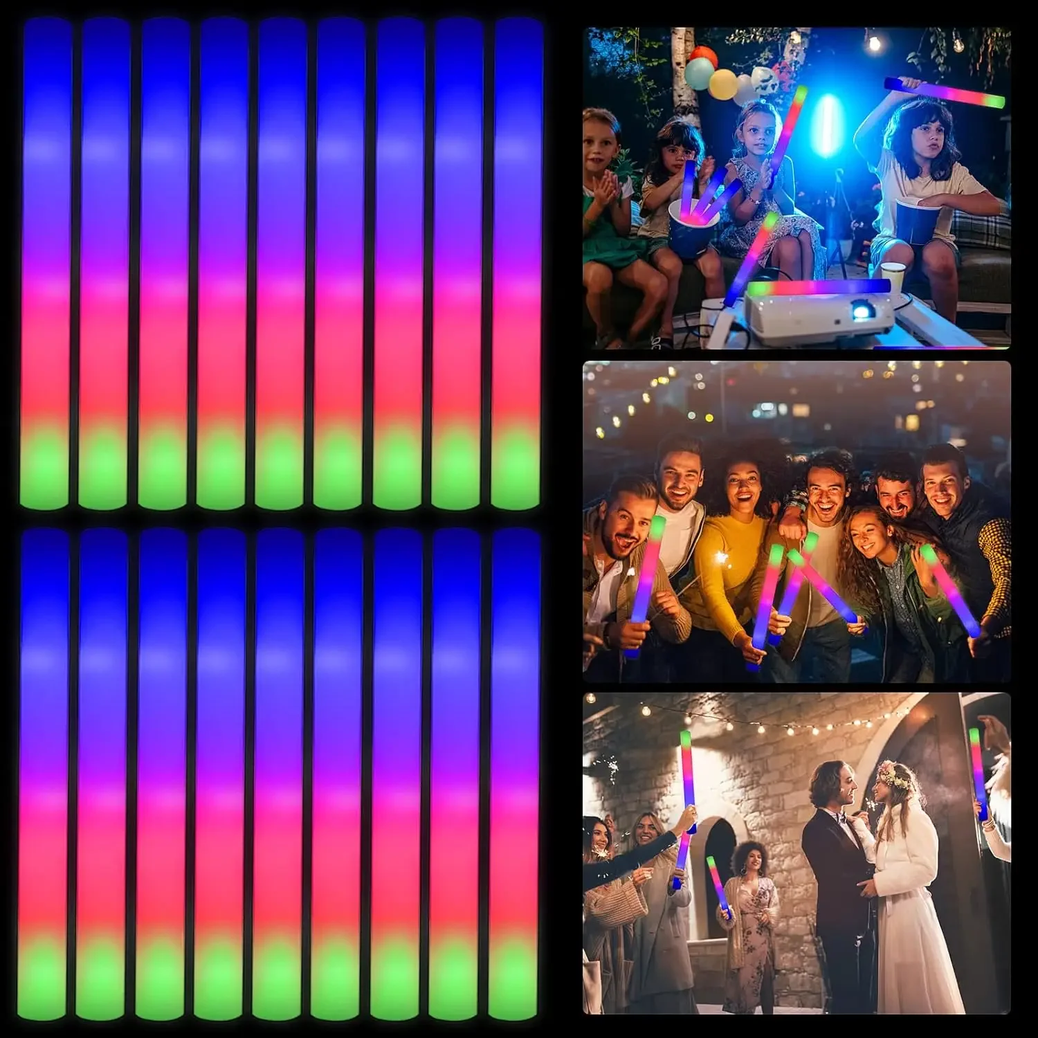 Flashing Led Foam Sticks Party - 2Z-50PCS Bastões de Espuma LED Luminosos
