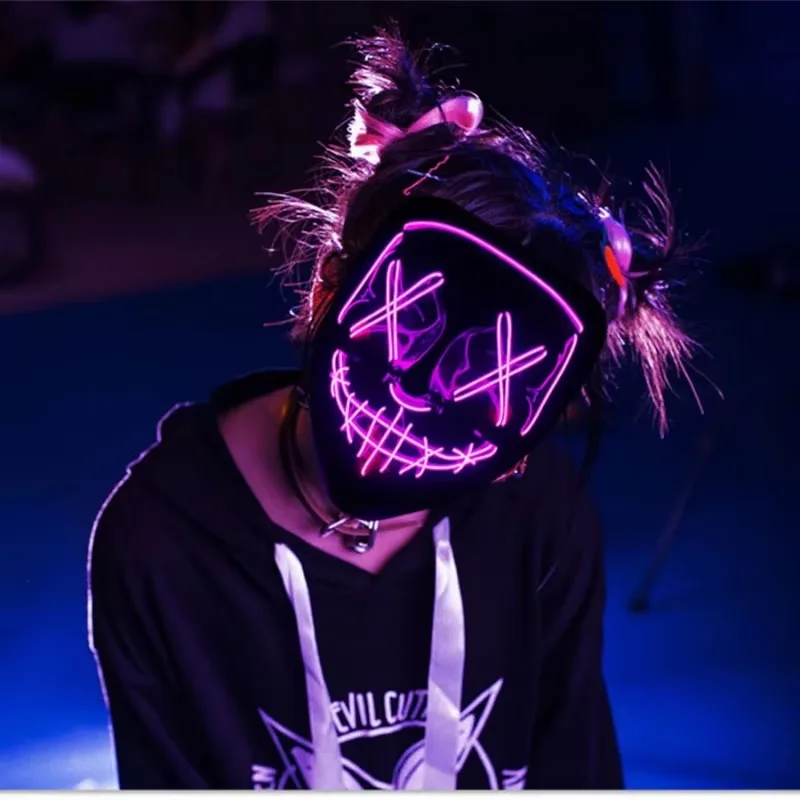 Máscara Neon LED Sem Fio que B - Led Purge Mask Halloween avaliação e preço