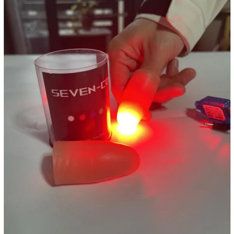 Sete cores led luz polegar dic - Thumb Tip Magic Trick Set avaliação e preço