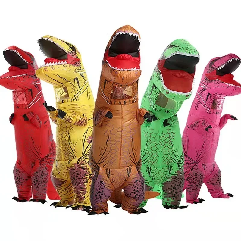 Tiranossauro rex traje infláve - Inflatable Dinosaur Costume Adult avaliação e preço