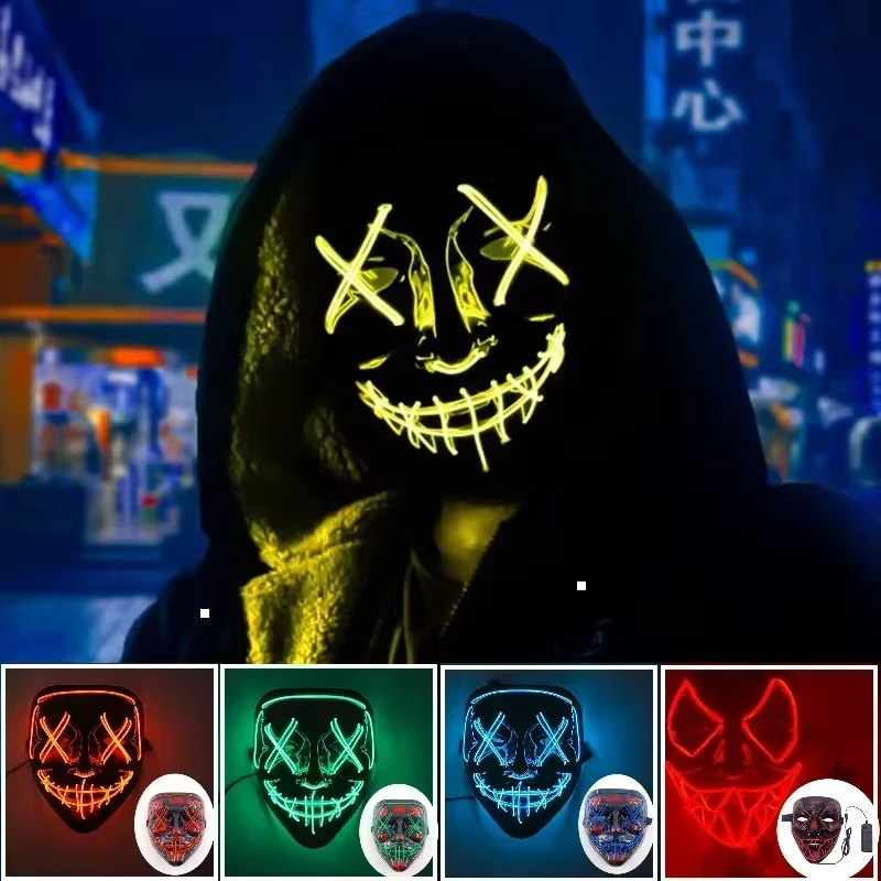 Novo 2025 quente sem fio hallo - Led Purge Mask Halloween avaliação e preço