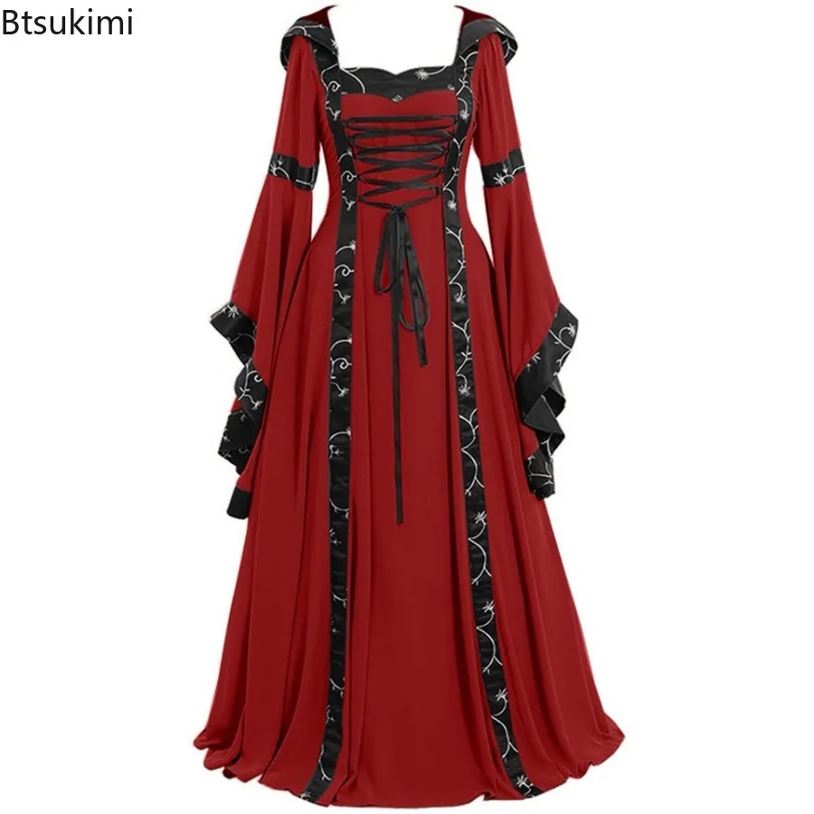 Novo Vestido Maxi Gótico Medie - Medieval Renaissance Dress Women avaliação e preço