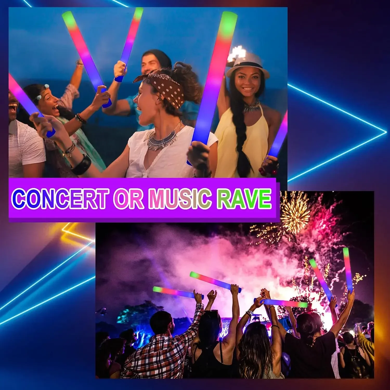 3Z-50PCS Bastões de Espuma LED - Flashing Led Foam Sticks Party avaliação e preço