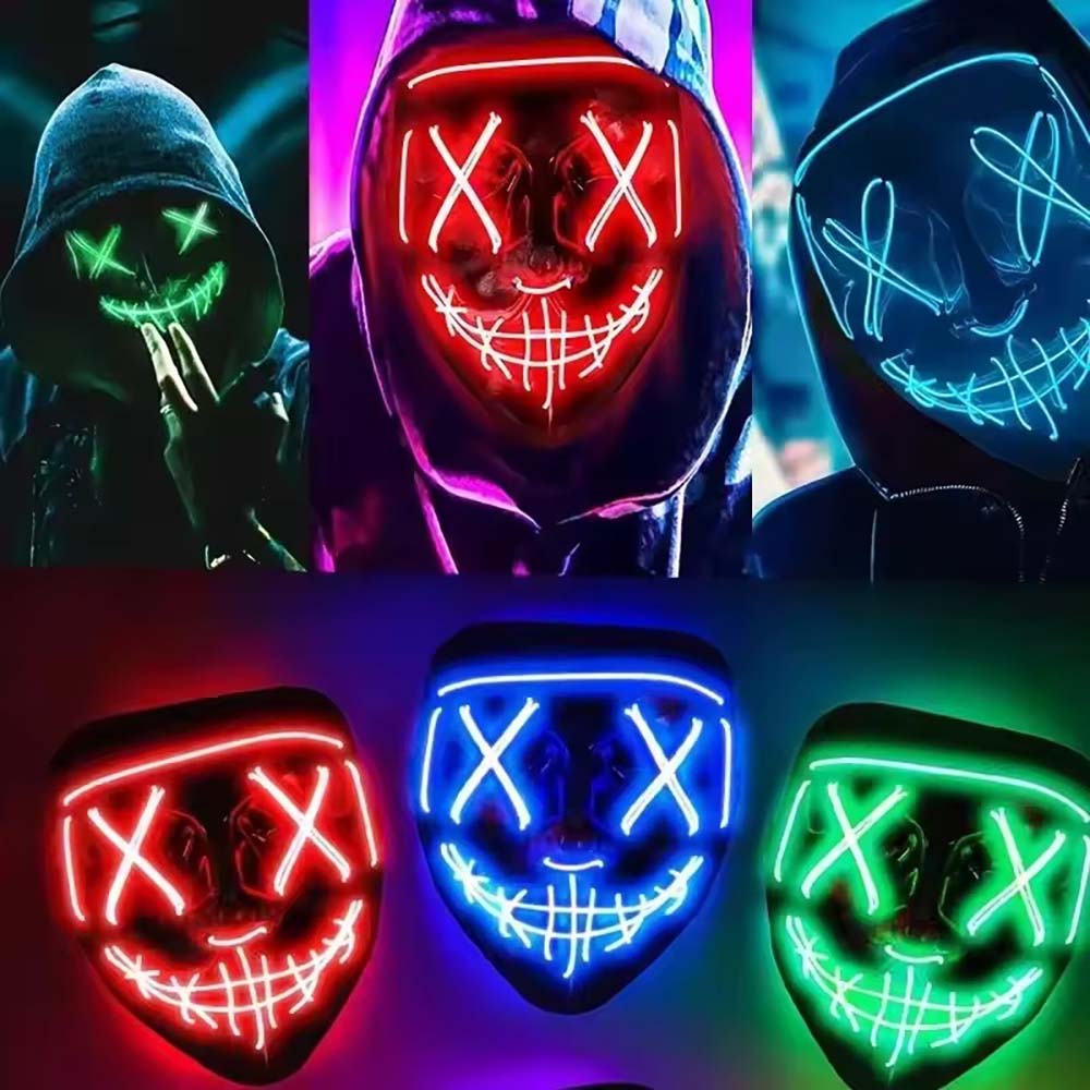 Máscara Neon LED Sem Fio que B - Led Purge Mask Halloween avaliação e preço