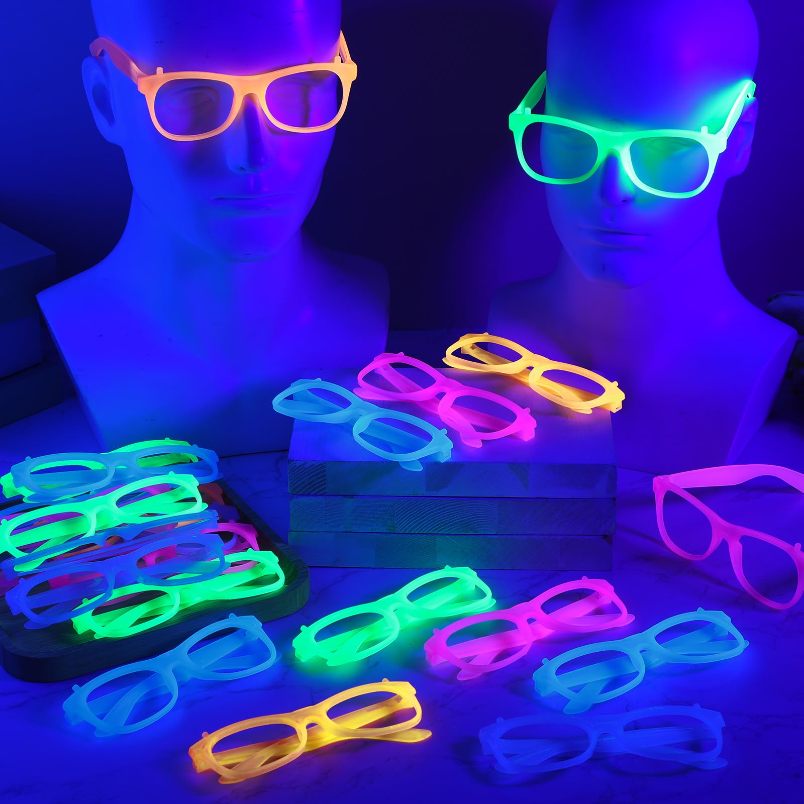 2/12 peças de Óculos Neon que  - Glow In The Dark Party Glasses avaliação e preço