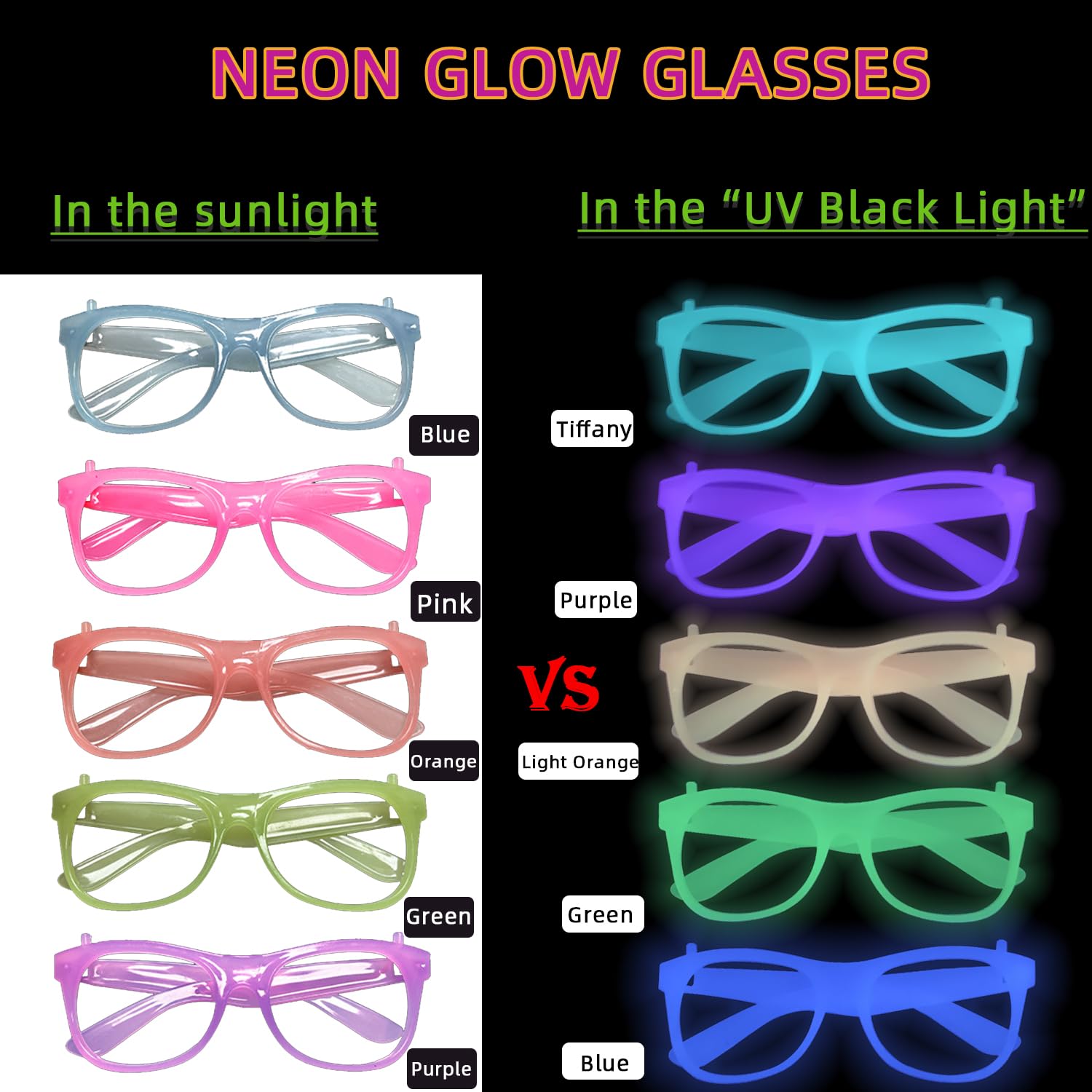 2/12 peças de Óculos Neon que  - Glow In The Dark Party Glasses avaliação e preço