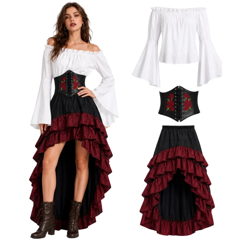 Vestido de Pirata Retrô Mediev - Medieval Renaissance Dress Women avaliação e preço