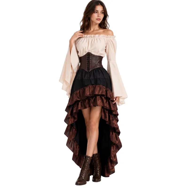 Vestido de Pirata Retrô Mediev - Medieval Renaissance Dress Women avaliação e preço