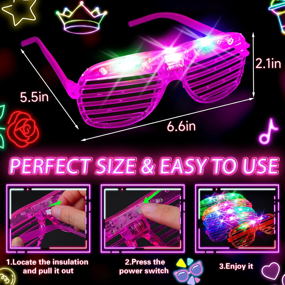 Óculos led 6 cores neon que br - Glow In The Dark Party Glasses avaliação e preço