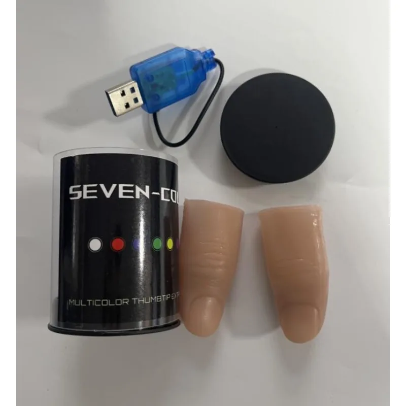 Sete cores led luz polegar dic - Thumb Tip Magic Trick Set avaliação e preço